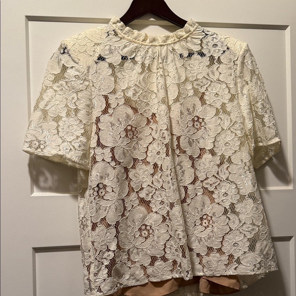 Wayf Cream Floral Lace Blouse